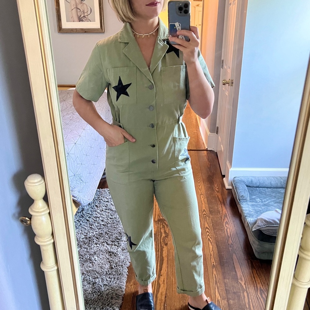 Army Green Star Cotton Jumper